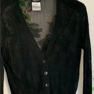Chanel two pieces sweater set top  size 44 inside size 38 Black